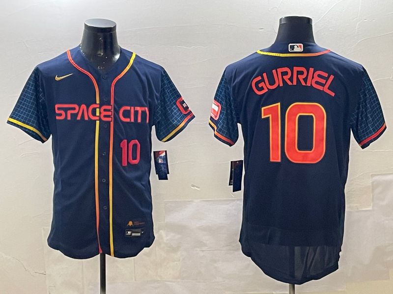 Men Houston Astros 10 Gurriel Blue City Edition Elite 2025 Nike MLB Jersey style 3